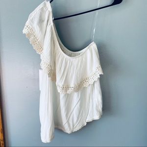 NWT Rewind boho lace one shoulder top